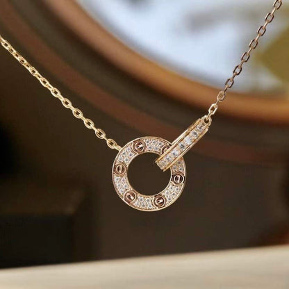 [AURORA]LOVE 7,6 MM HALSKETTE ROSÉGOLD UND SILBER VOLLER DIAMANT