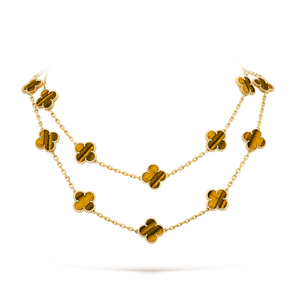[AURORA]CLOVER 20 MOTIFS TIGER EYE ROSE GOLD