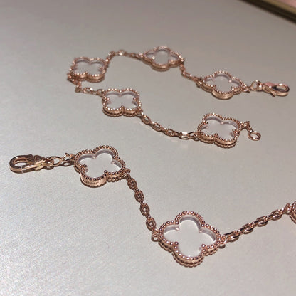 [AURORA]CLOVER 5 MOTIF ROCK CRYSTAL BRACELET