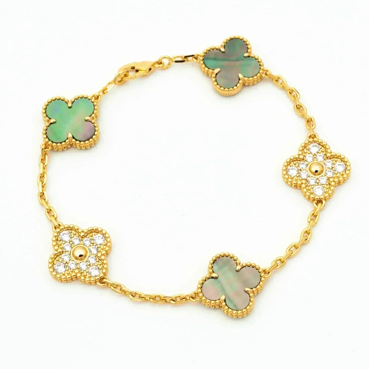[AURORA]CLOVER 5 MOTIF GRAY MOP BRACELET COLLECTION