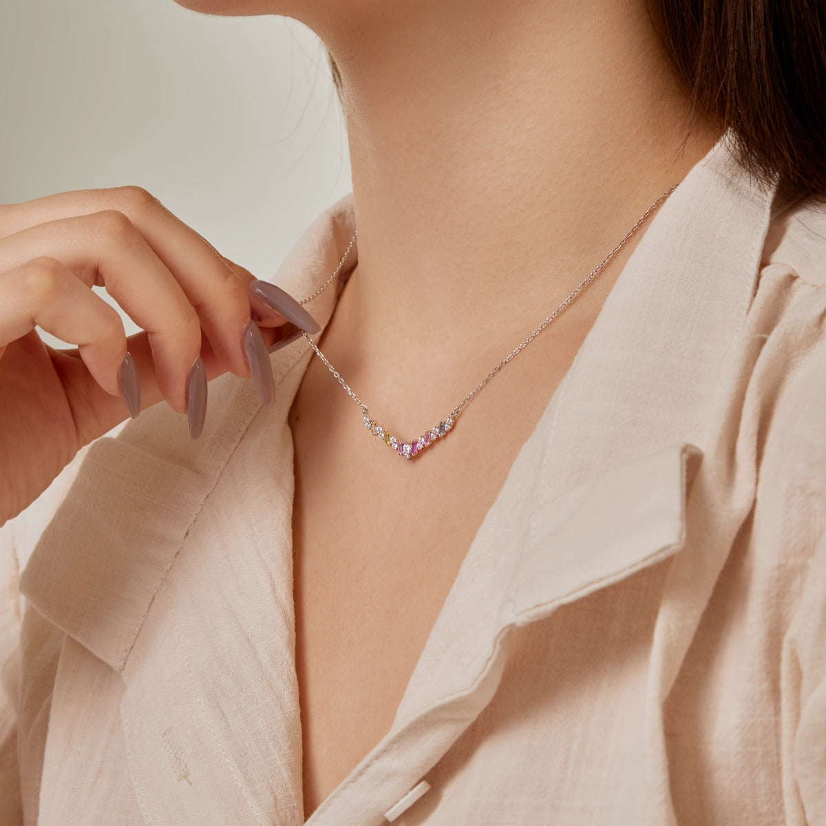 [AURORA]Dazzling Rainbow Necklace