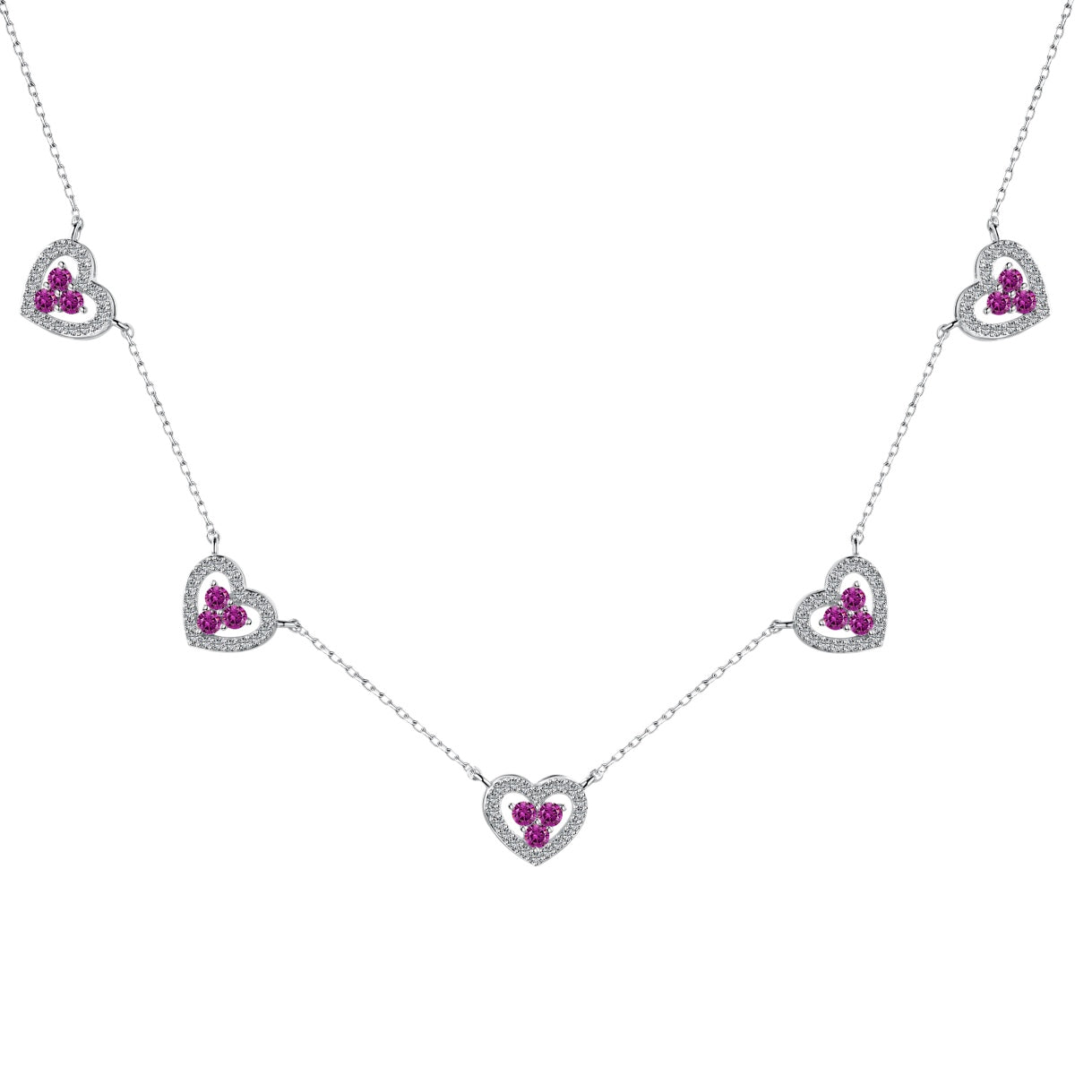 [AURORA]Sparkling Five Heart Necklace
