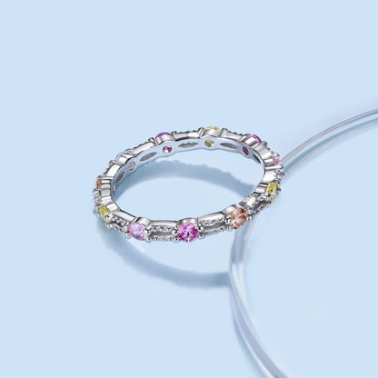 [AURORA]Sparkling Colorful Round Cut Tennis Ring