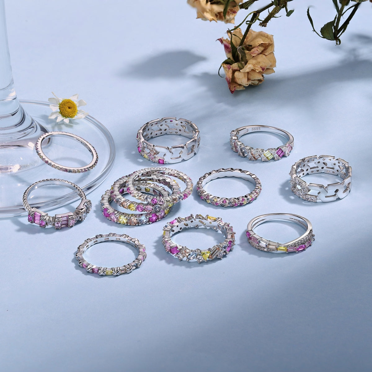 [AURORA]Sparkling Colorful Round Cut Tennis Ring