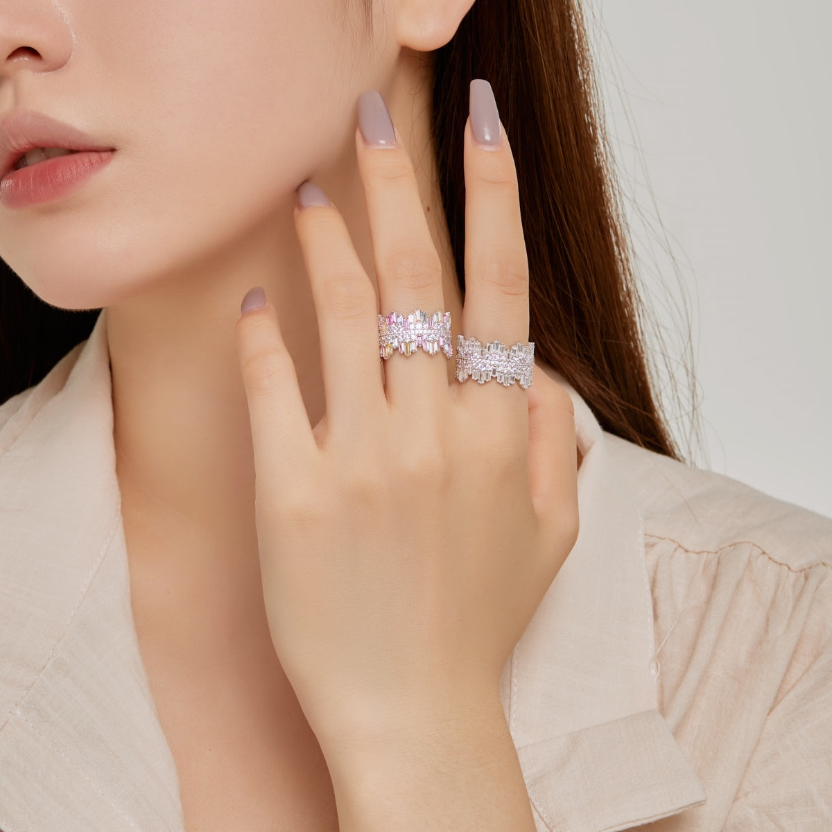 [AURORA]Luxurious Colorful Radiant Cut Daily Ring