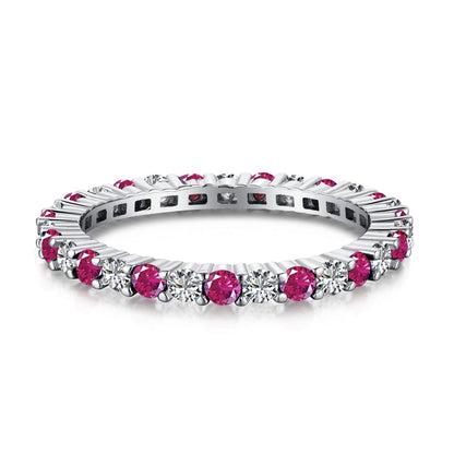 [AURORA]Exquisite Colorful Round Cut Tennis Ring