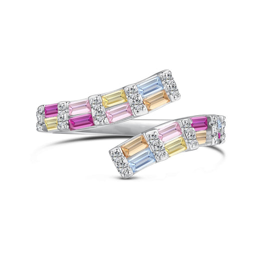 [AURORA]Charming Colorful Radiant Cut Adjustable Daily Ring