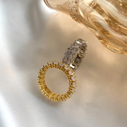 [AURORA]Ornate Oval Cut Tennis Ring