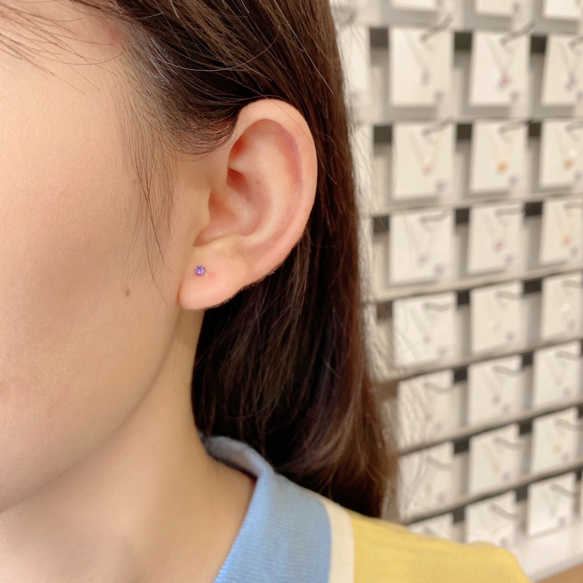 [AURORA]Delicate Solitaire Earrings
