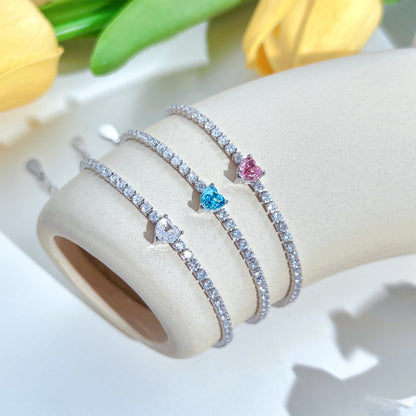 [AURORA]0.5 Carat Elegant Romantic Heart Shape Lover Bracelet