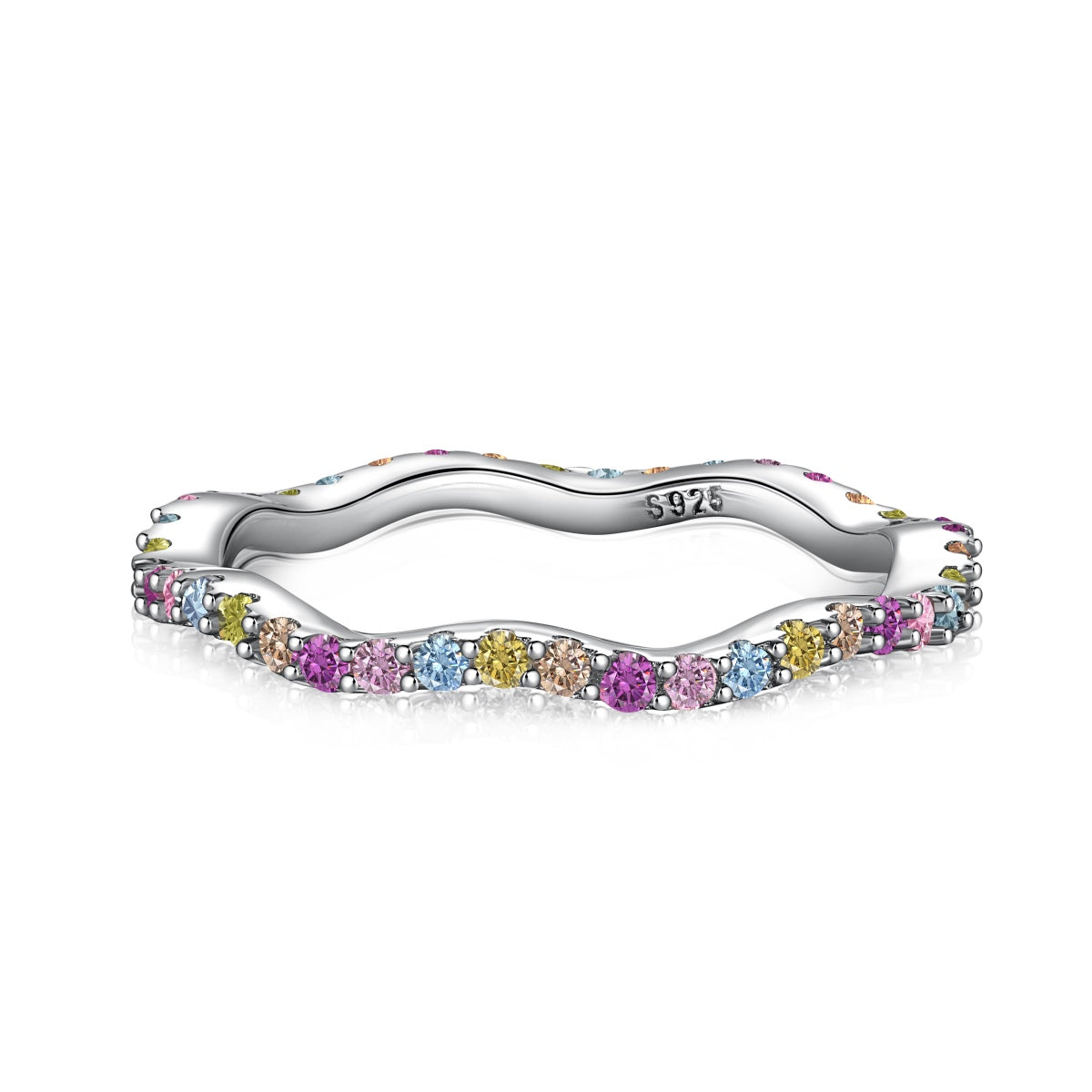[AURORA]Dainty Colorful Round Cut Party Ring