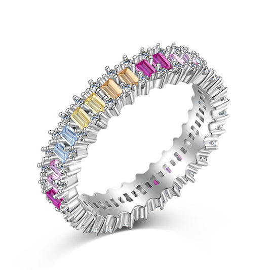 [AURORA]Splashy Ornate Emerald Cut Cocktail Ring