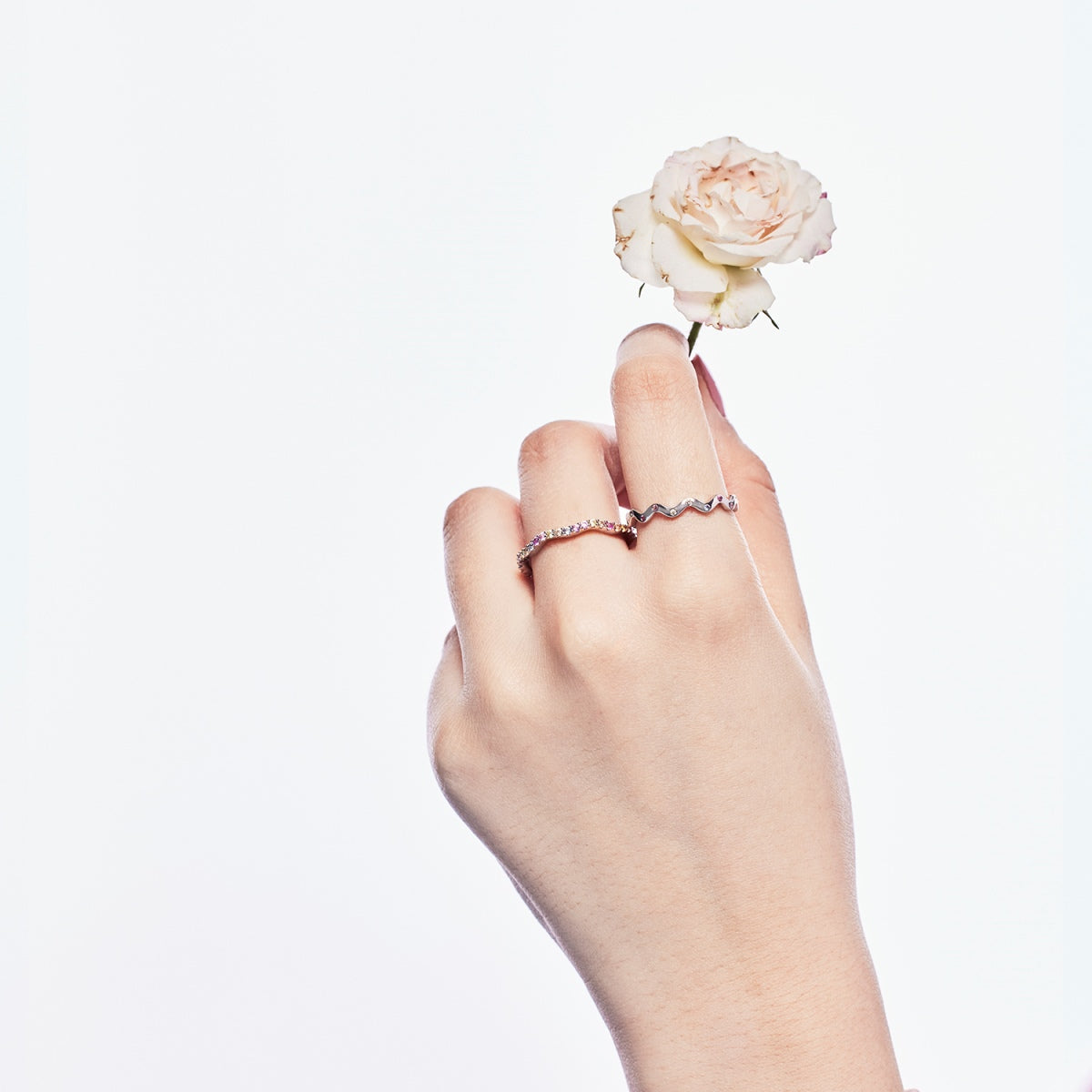 [AURORA]Dainty Colorful Round Cut Party Ring