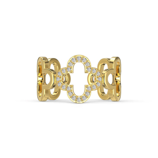 [AURORA]Hollow Design Four-Leaf Clover Flower Shape Ring