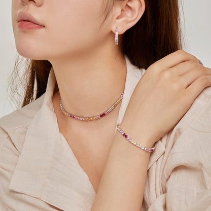 [AURORA]Luxurious Colorful Romantic Heart Shape Lover Bracelet