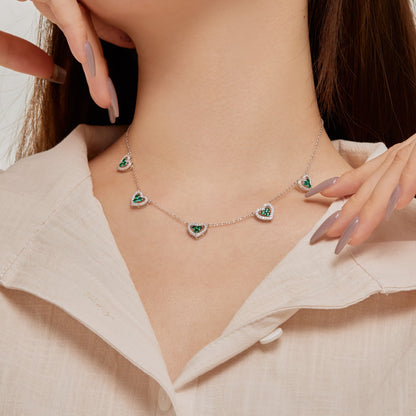 [AURORA]Sparkling Five Heart Necklace