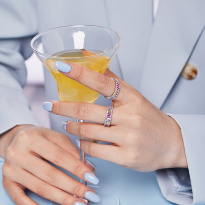 [AURORA]Splashy Ornate Emerald Cut Cocktail Ring
