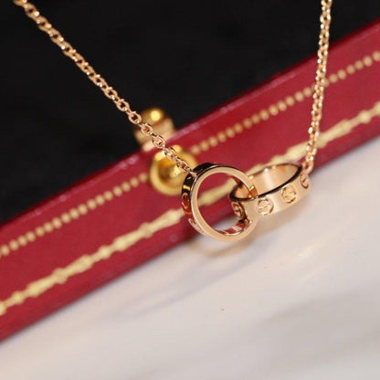 [AURORA]LOVE NECKLACE PINK GOLD AND SILVER