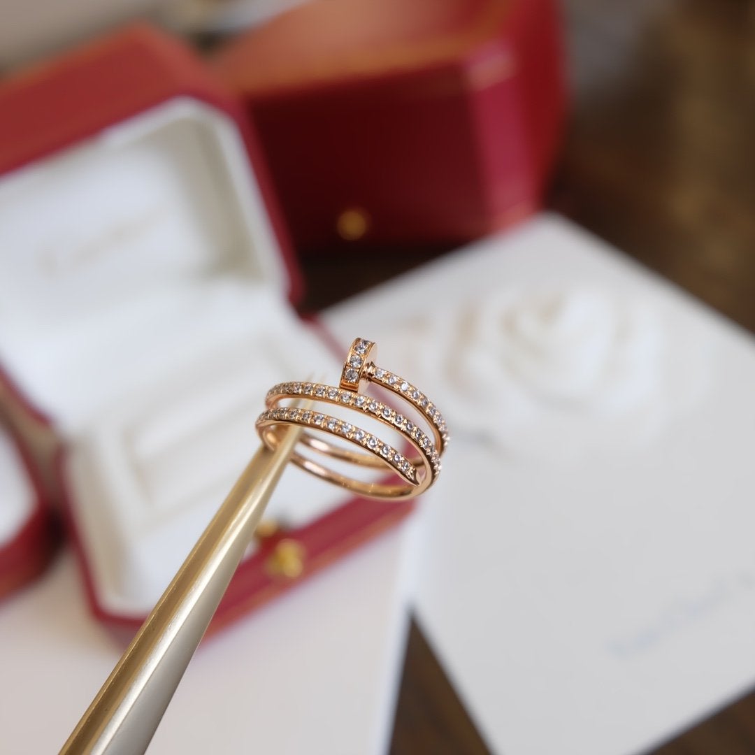 [AURORA]JUSTE RING 1.8MM PINK GOLD DOUBLE ROW DIAMONDS