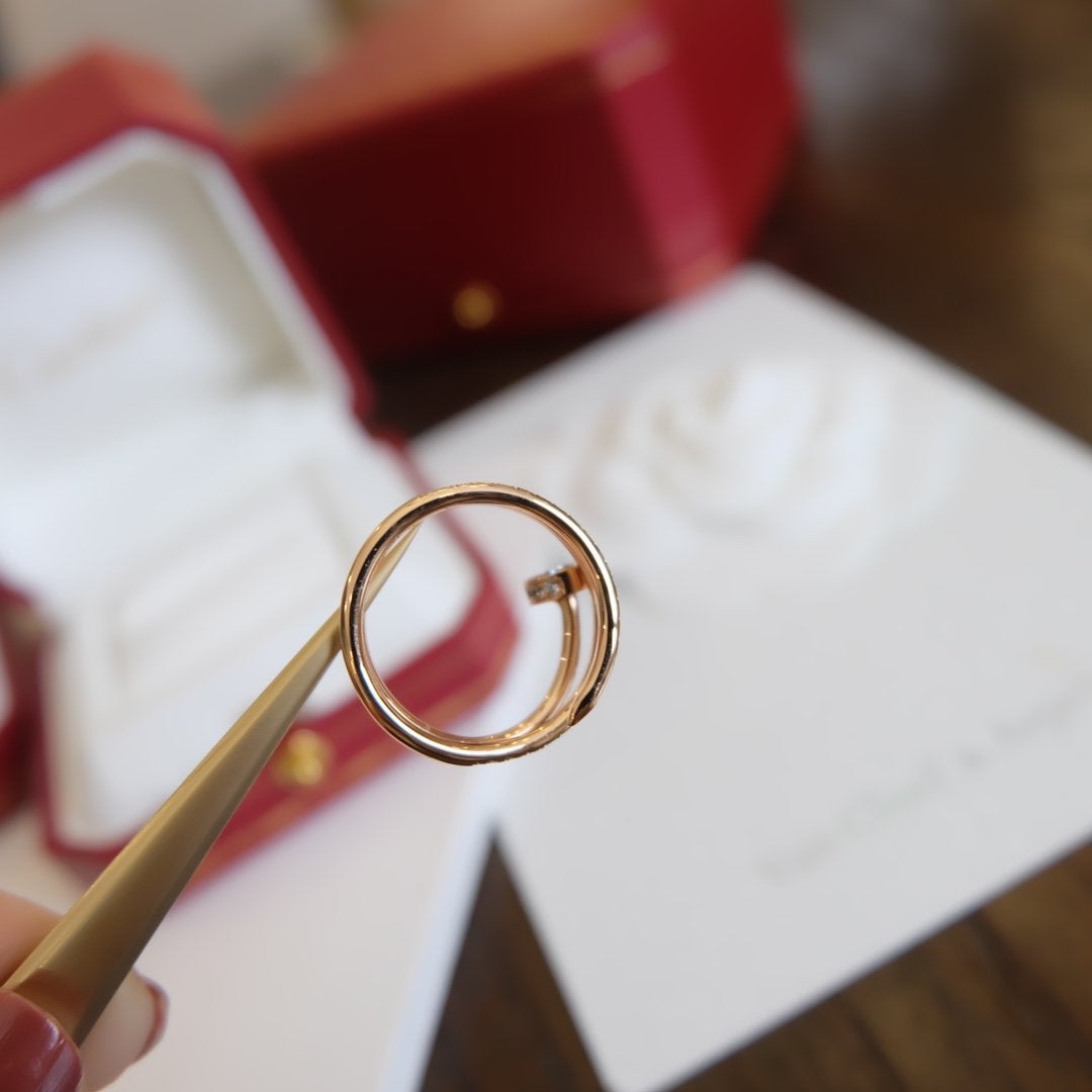 [AURORA]JUSTE RING 1.8MM PINK GOLD DOUBLE ROW DIAMONDS
