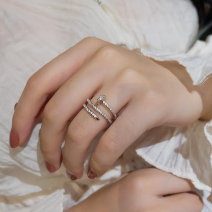 [AURORA]JUSTE RING 1,8 MM SILBER DOPPELREIHIGE DIAMANTEN 