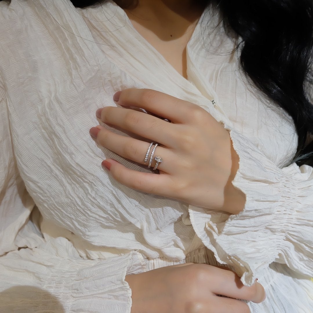 [AURORA]JUSTE RING 1,8 MM SILBER DOPPELREIHIGE DIAMANTEN 