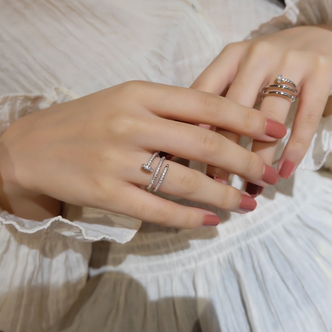 [AURORA]JUSTE RING 1,8 MM SILBER DOPPELREIHIGE DIAMANTEN 