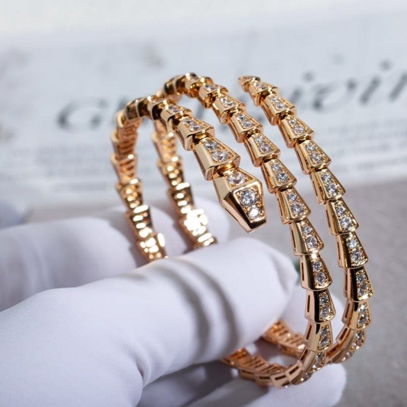 [AURORA]SERPENTI BRACELET PINK GOLD DIAMOND DOUBLE ROW