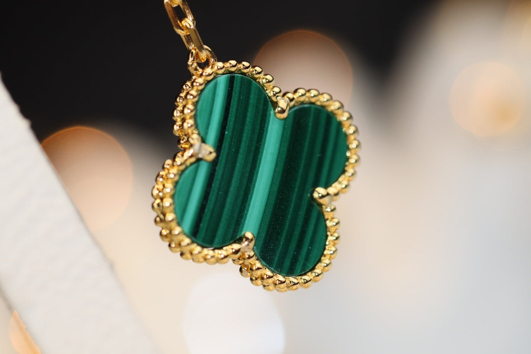 [basloveJW]CLOVER OHRRINGE GOLD MALACHIT DIAMANT 3 MOTIV