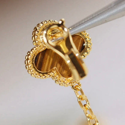 [basloveJW]Ohrringe mit Kleeblatt-Motiv und Tigerauge und Karneol