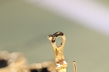 [basloveJW]CLOVER OHRRINGE GOLD ONYX MOP 3 MOTIV 