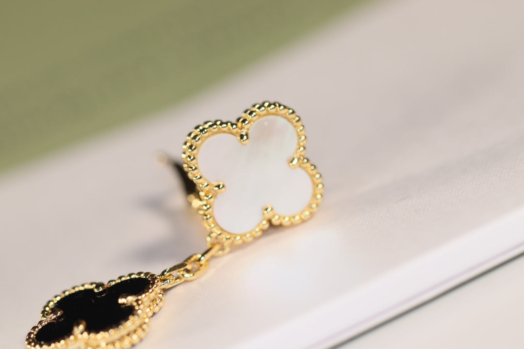 [basloveJW]CLOVER OHRRINGE GOLD ONYX MOP 3 MOTIV 