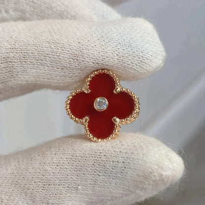 [basloveJW]CLOVER MEDIUM 1 MOTIFS CARNELIAN DIAMOND Ohrringe