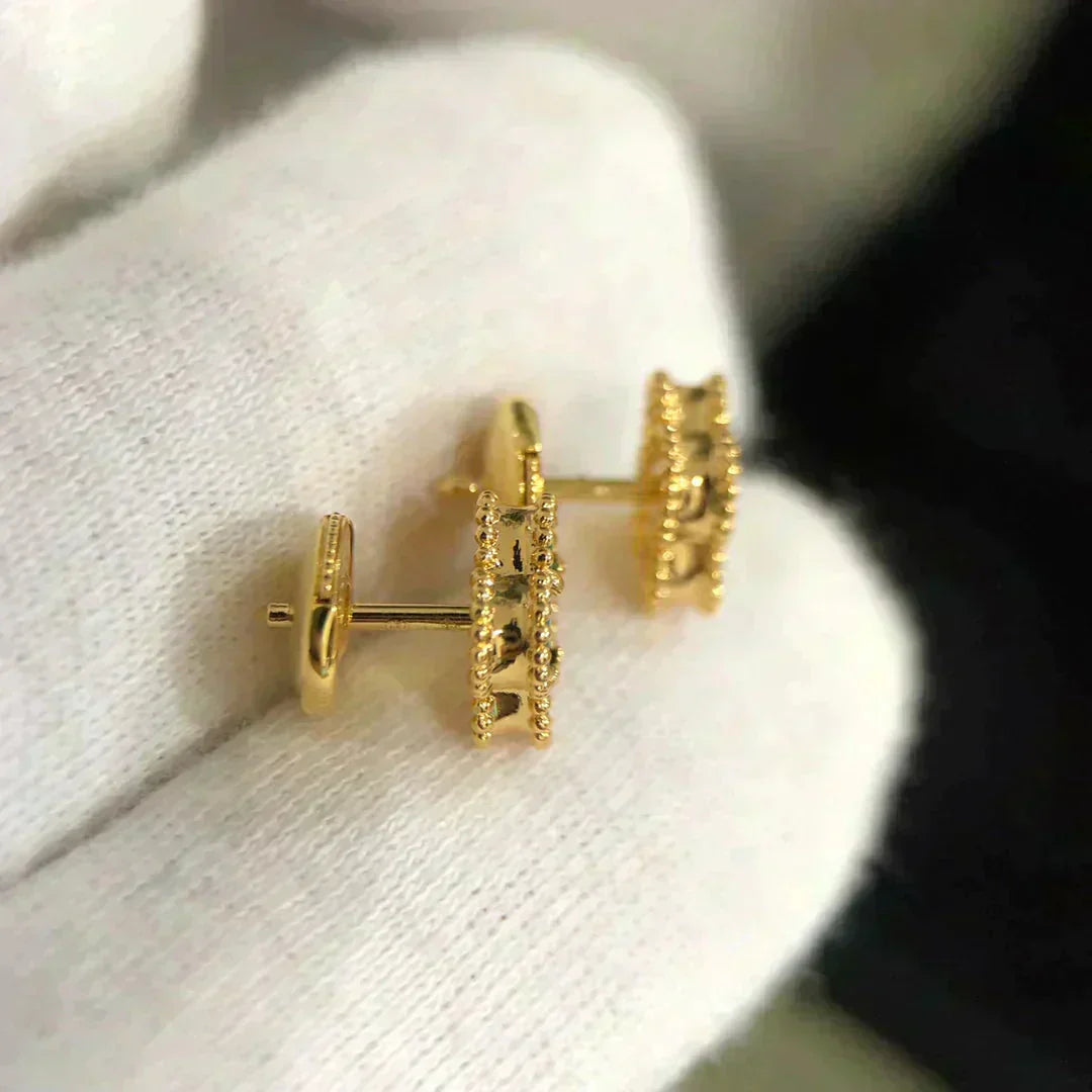 [basloveJW]CLOVER MINI 9,5MM MALACHIT OHRRINGE