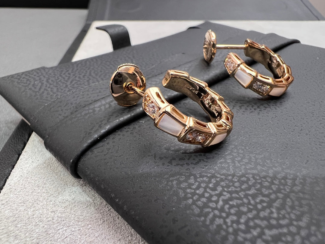 [AURORA]SERPENTI MOP PINK GOLD EARRINGS