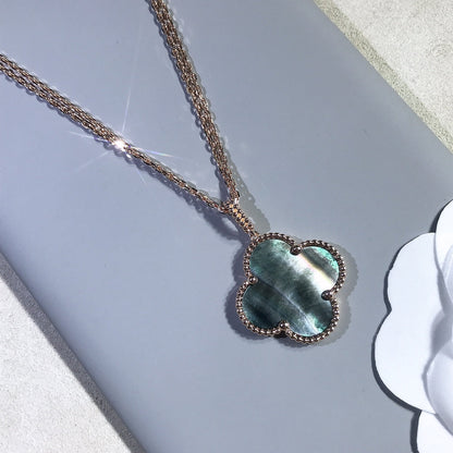 [basloveJW]CLOVER 25MM GOLD DARK MOP BIG CLOVER HALSKETTE