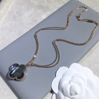 [basloveJW]CLOVER 25MM GOLD DARK MOP BIG CLOVER HALSKETTE