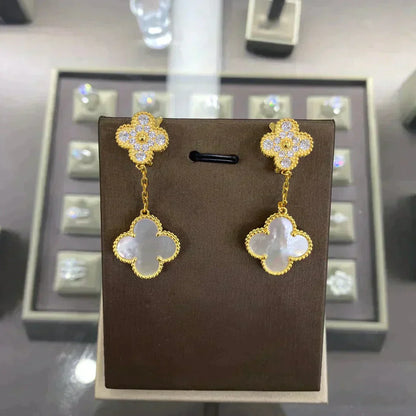[basloveJW]CLOVER 2 MOTIFS DIAMOND OHRRINGE (MEHRFACHAUSWAHL)