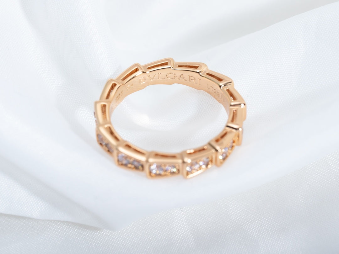 [AURORA]セルペンティリング ピンクゴールド ダイヤモンドパヴェ 3mm