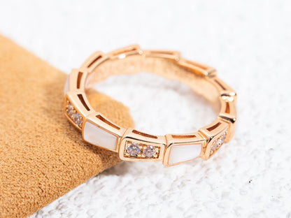 [AURORA]セルペンティ リング ピンクゴールド ダイヤモンド モップ 3mm