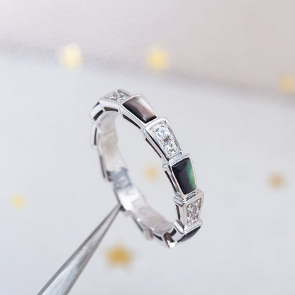 [AURORA]SERPENTI RING SILBER DIAMANT SCHWARZ MOP 3MM