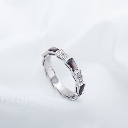 [AURORA]SERPENTI RING SILBER DIAMANT SCHWARZ MOP 3MM