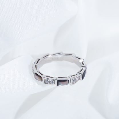 [AURORA]SERPENTI RING SILBER DIAMANT SCHWARZ MOP 3MM