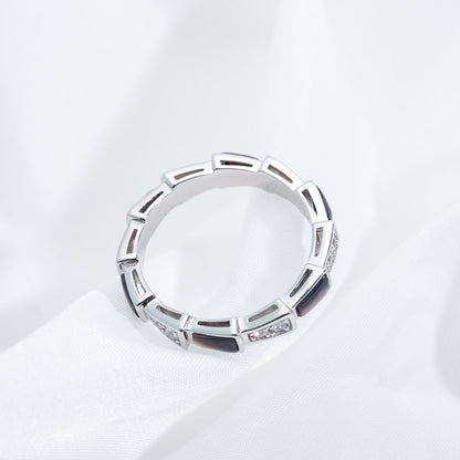 [AURORA]SERPENTI RING SILBER DIAMANT SCHWARZ MOP 3MM