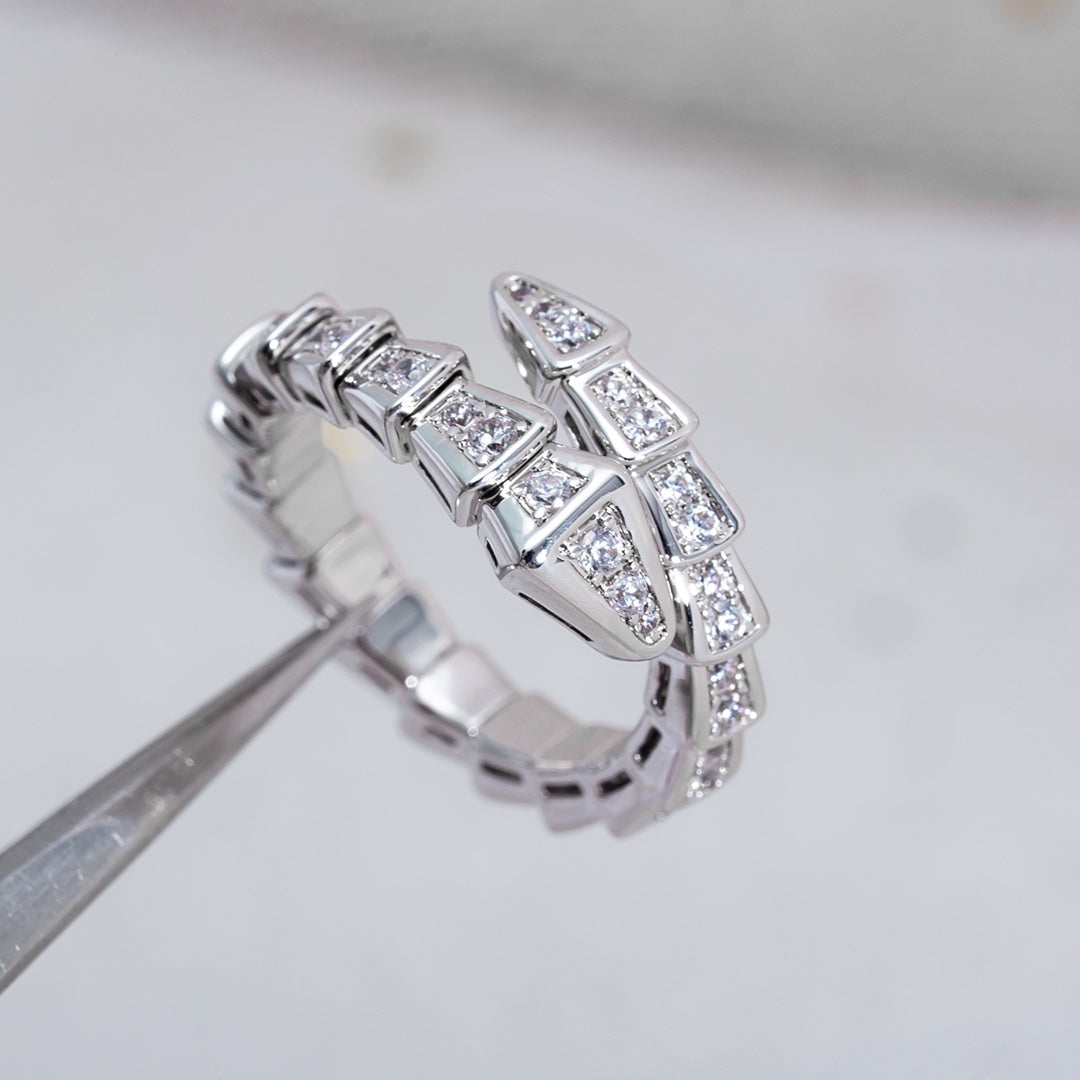 [AURORA]SERPENTI RING SILVER DIAMOND PAVED 4MM