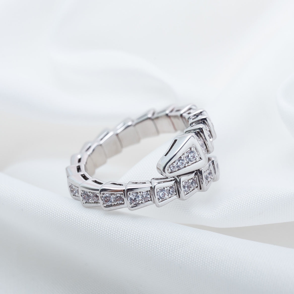 [AURORA]SERPENTI RING SILVER DIAMOND PAVED 4MM