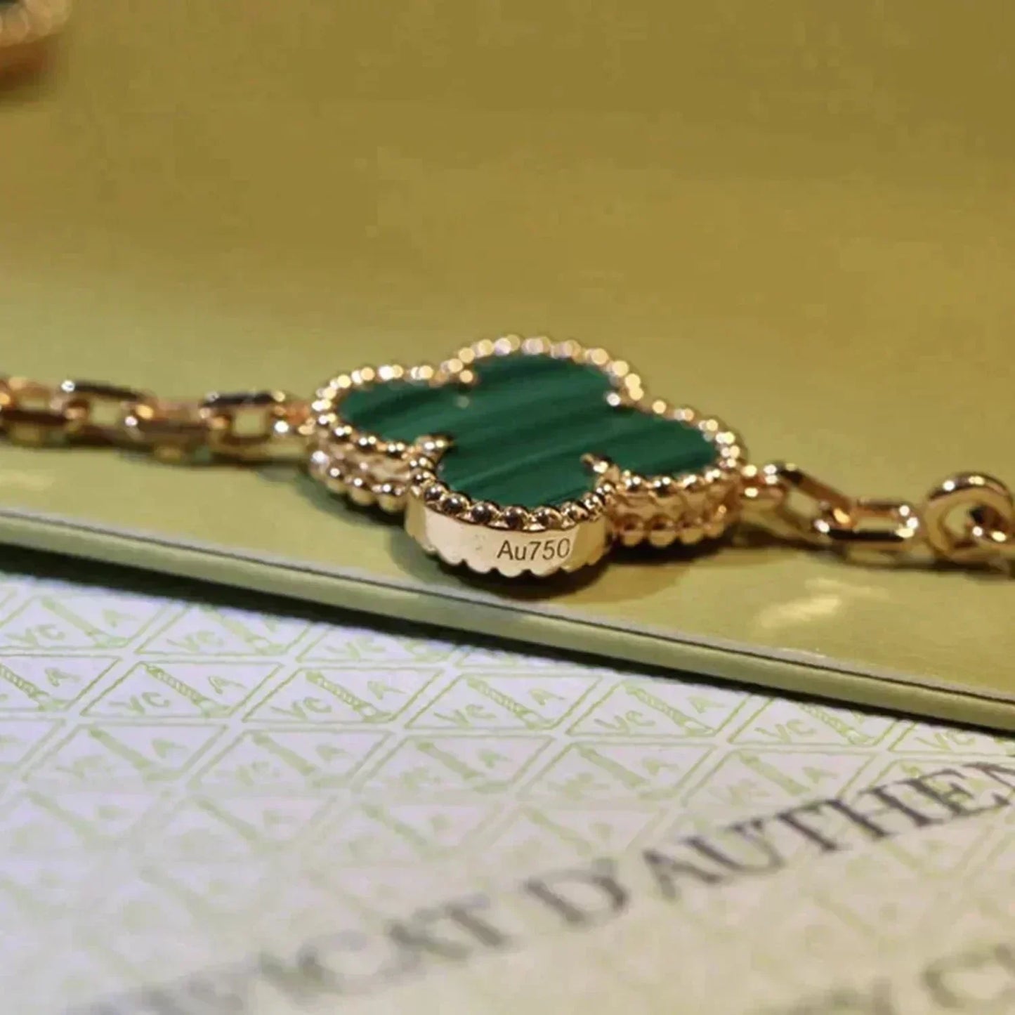[AURORA]CLOVER 5 MOTIF MALACHITE BRACELET COLLECTION