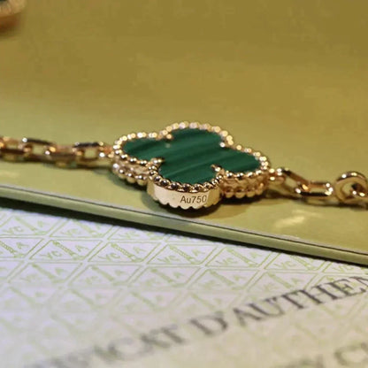[AURORA]CLOVER 5 MOTIF MALACHITE BRACELET COLLECTION