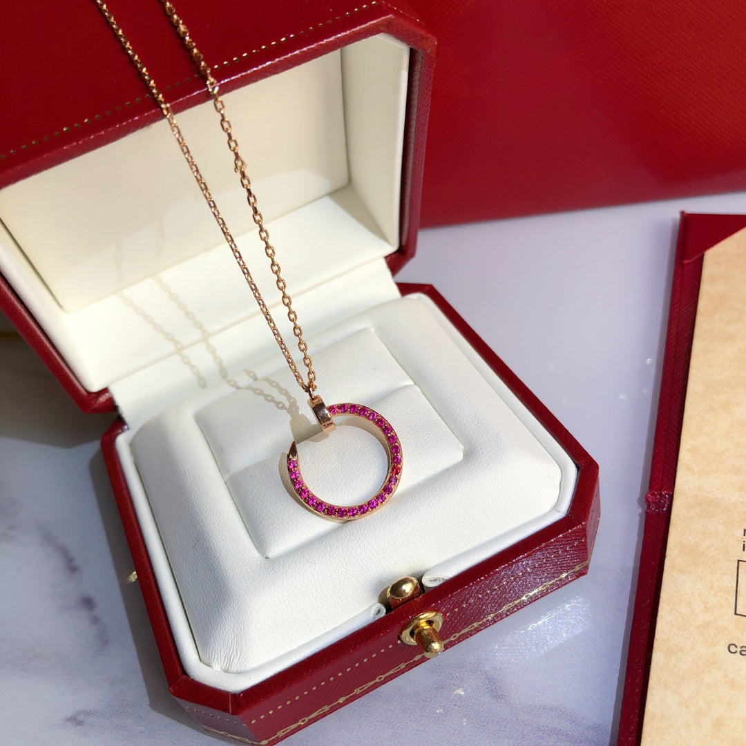 [AURORA]JUSTE-HALSKETTE, GOLD, ROTE DIAMANTEN