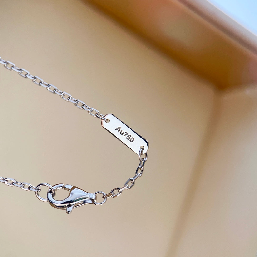 [basloveJW]CLOVER DIAMANT HALSKETTE SILBER